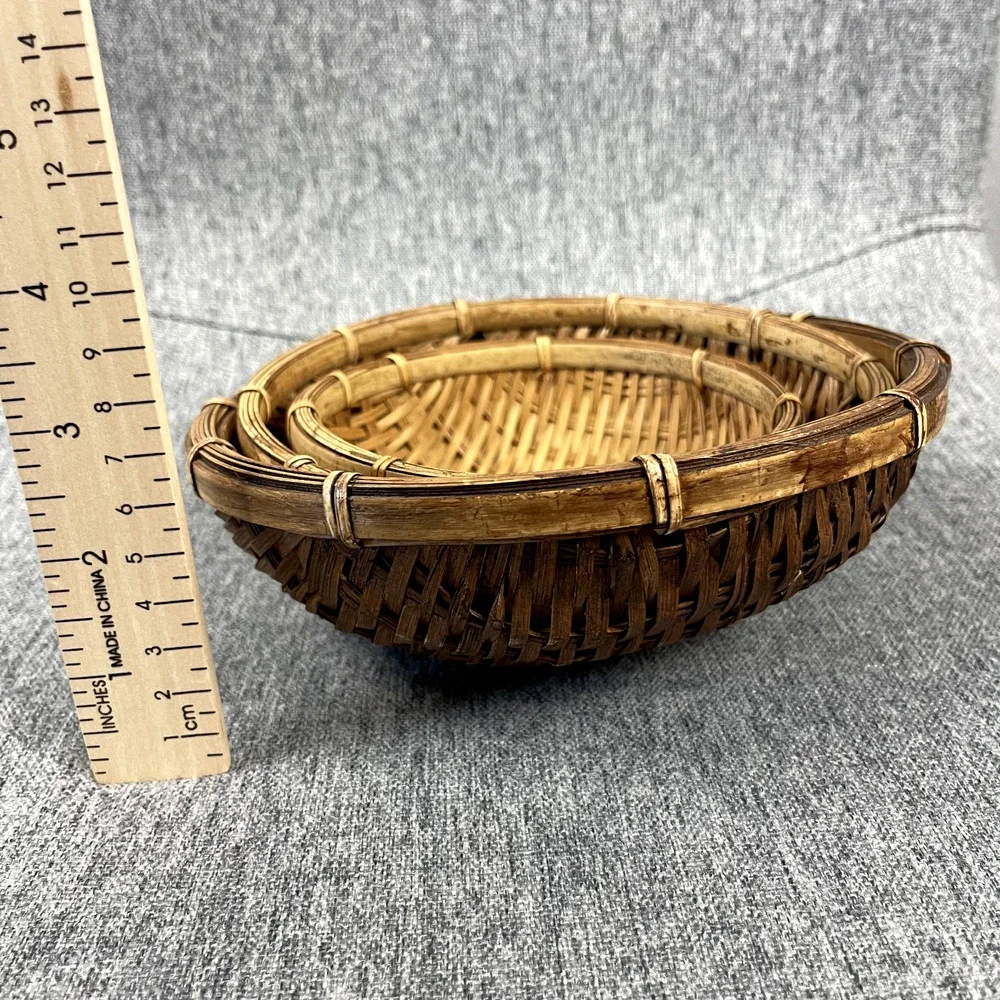 Set of‎ 3 Woven Baskets Nesting Decorative 7